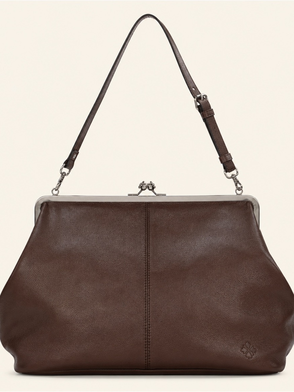 Patricia Nash Brown Leather Kiss-Lock Frame Tote
